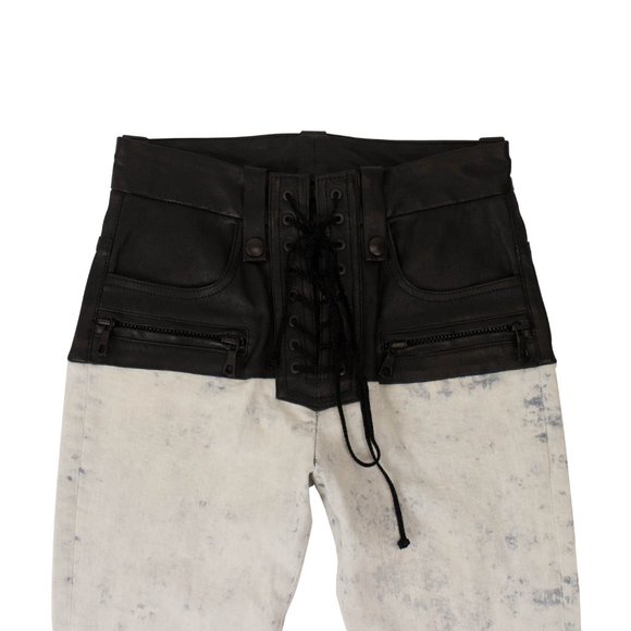 NEW UNRAVEL PROJECT Black Leather Corset Jeans Size 25 $1750 - Picture 2 of 4